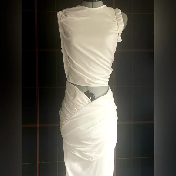 NWT Christopher Esber Christo Wrapped Tank Dress, faille fabric, white, XS/P - Picture 9 of 16